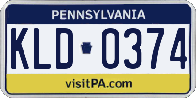 PA license plate KLD0374