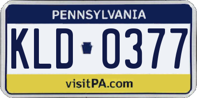 PA license plate KLD0377