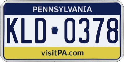 PA license plate KLD0378