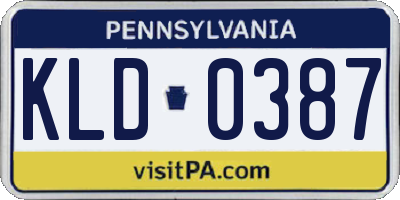 PA license plate KLD0387