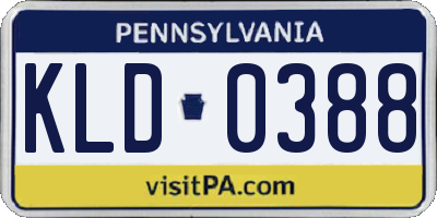 PA license plate KLD0388