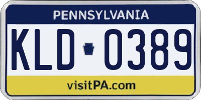 PA license plate KLD0389