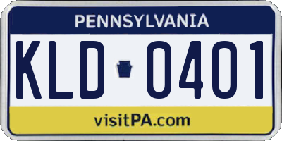 PA license plate KLD0401
