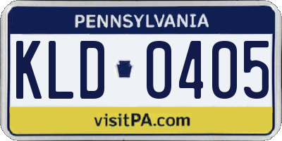 PA license plate KLD0405