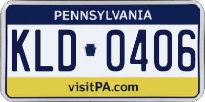 PA license plate KLD0406