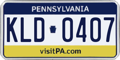 PA license plate KLD0407