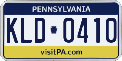 PA license plate KLD0410
