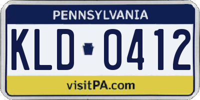 PA license plate KLD0412