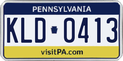 PA license plate KLD0413