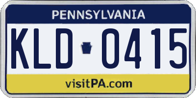 PA license plate KLD0415
