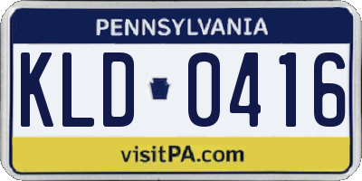 PA license plate KLD0416