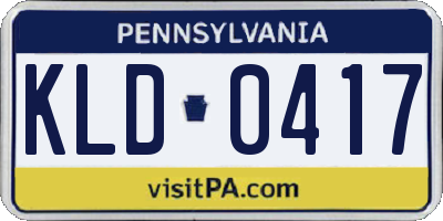 PA license plate KLD0417