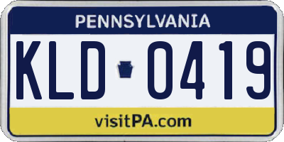 PA license plate KLD0419