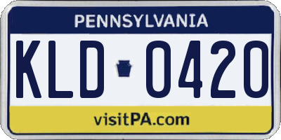 PA license plate KLD0420
