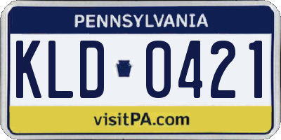 PA license plate KLD0421