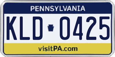 PA license plate KLD0425