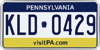 PA license plate KLD0429