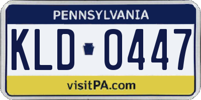 PA license plate KLD0447