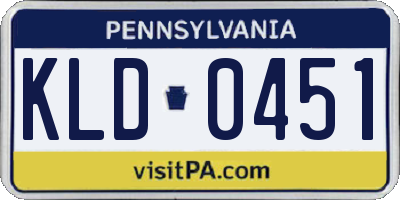 PA license plate KLD0451