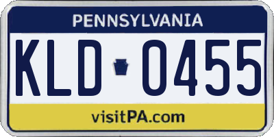 PA license plate KLD0455