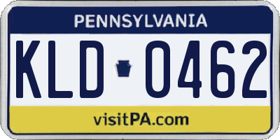 PA license plate KLD0462