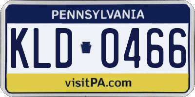 PA license plate KLD0466