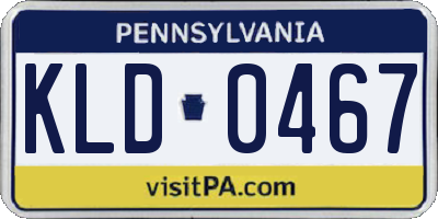 PA license plate KLD0467
