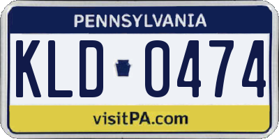 PA license plate KLD0474