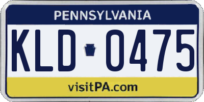 PA license plate KLD0475