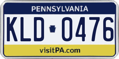 PA license plate KLD0476