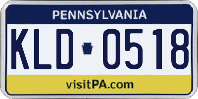 PA license plate KLD0518