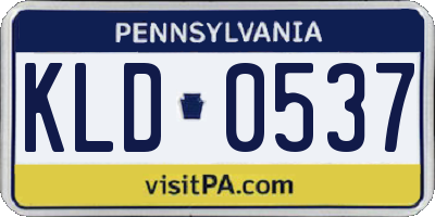 PA license plate KLD0537