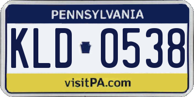 PA license plate KLD0538