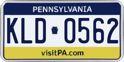 PA license plate KLD0562