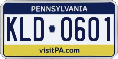 PA license plate KLD0601