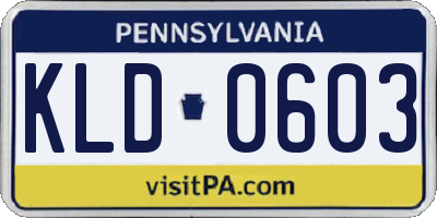 PA license plate KLD0603