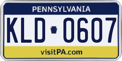 PA license plate KLD0607