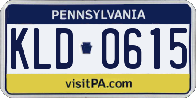 PA license plate KLD0615