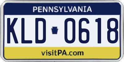 PA license plate KLD0618