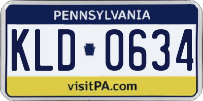 PA license plate KLD0634