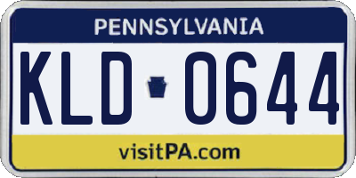 PA license plate KLD0644