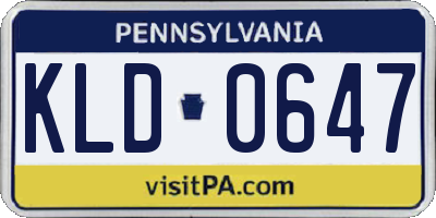 PA license plate KLD0647