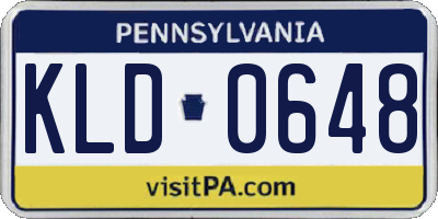 PA license plate KLD0648