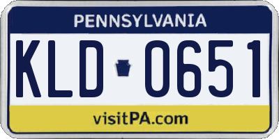 PA license plate KLD0651