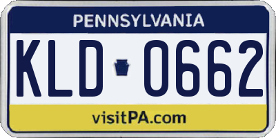 PA license plate KLD0662