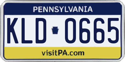 PA license plate KLD0665