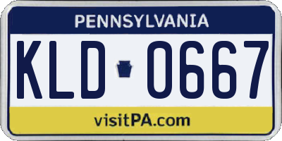 PA license plate KLD0667