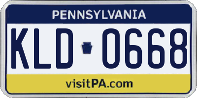 PA license plate KLD0668