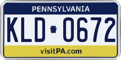PA license plate KLD0672