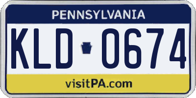 PA license plate KLD0674